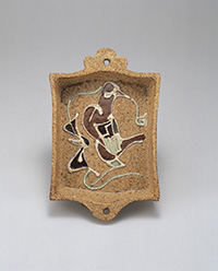 河井寬次郎 《筒描花喰鳥文額皿》 1952年頃 当館蔵